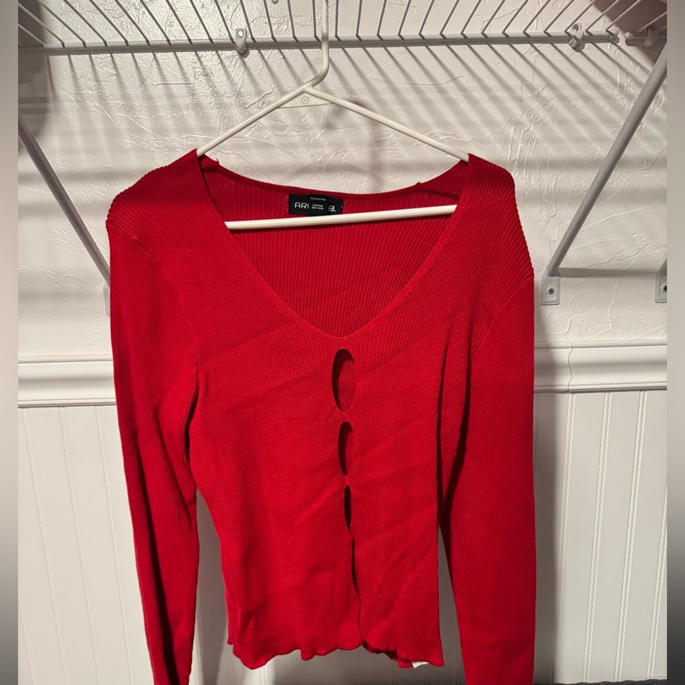 Vibrant Red Hole Blouse